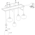 Steinhauer Pendelleuchte REFLEXION, 5-flammig, 5x E27, schwarz matt / Rauchglas teilverspiegelt