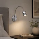Steinhauer wall luminaire NATASJA with switch, with flex arm GU10 IP20, steel brushed dimmable
