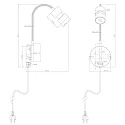 wall luminaire NATASJA with switch, with flex arm GU10 IP20, steel brushed dimmable