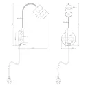 Steinhauer wall luminaire NATASJA with switch, with flex arm GU10 IP20, black matt dimmable