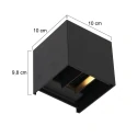 Steinhauer outdoor wall luminaire MURO up / down, cube shape, adjustable IP44, black matt dimmable