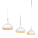 Mexlite Pendelleuchte BJORR, 3-flammig, 3x E27, weiß matt / buche natur natur