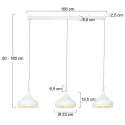 Mexlite Pendelleuchte BJORR, 3-flammig, 3x E27, weiß matt / buche natur natur