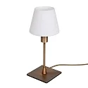 Tischleuchte ANCILLA, 33cm, mit kurzem Schirm, E14, mit Touch-Dimmer, bronze gebürstet / Opalglas weiß
