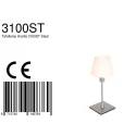 Steinhauer Tischleuchte ANCILLA, 33cm, mit kurzem Schirm, E14, mit Touch-Dimmer, stahl gebürstet / Opalglas weiß