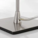 Steinhauer Tischleuchte ANCILLA, 33cm, mit kurzem Schirm, E14, mit Touch-Dimmer, stahl gebürstet / Opalglas weiß