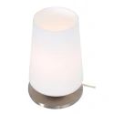 Steinhauer Tischleuchte ANCILLA, konisch, Ø 14.5cm, E27, mit Touch-Dimmer, stahl gebürstet / Opalglas weiß