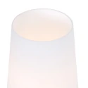 Steinhauer Tischleuchte ANCILLA, konisch, Ø 14.5cm, E27, mit Touch-Dimmer, stahl gebürstet / Opalglas weiß