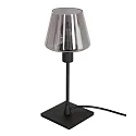 Tischleuchte ANCILLA, 33cm, mit kurzem Schirm, E14, mit Touch-Dimmer, schwarz matt / Rauchglas, teilverspiegelt