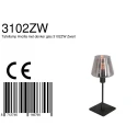 Tischleuchte ANCILLA, 33cm, mit kurzem Schirm, E14, mit Touch-Dimmer, schwarz matt / Rauchglas, teilverspiegelt