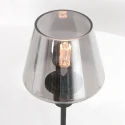 Tischleuchte ANCILLA, 33cm, mit kurzem Schirm, E14, mit Touch-Dimmer, schwarz matt / Rauchglas, teilverspiegelt