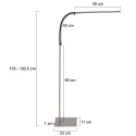 Mexlite LED Stehleuchte / Leseleuchtee SERPENT, 6W 2700lm 600lm, mit gummiertem Flexarm + Push-Dimmer, stahl gebürstet / schwarz