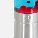 Mexlite Lavalampe VOLCANO, zylindrisch, inkl. E14, 30W 2700K 200lm, Wasser blau / Lava rot, mit Schnurschalter, stahl gebürstet