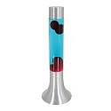 Mexlite Lavalampe VOLCANO, zylindrisch, inkl. E14, 30W 2700K 200lm, Wasser blau / Lava rot, mit Schnurschalter, stahl gebürstet