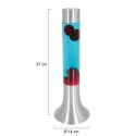 Lavalampe VOLCANO, zylindrisch, inkl. E14, 30W 2700K 200lm, Wasser blau / Lava rot, mit Schnurschalter, stahl gebürstet