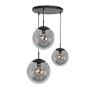 Pendelleuchte BOLLIQUE, 3-flammig, Rondell, 3x E27, schwarz matt / Rauchglas teilverspiegelt
