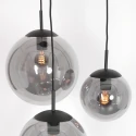 Steinhauer Pendelleuchte BOLLIQUE, 3-flammig, Rondell, 3x E27, schwarz matt / Rauchglas teilverspiegelt