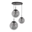 Steinhauer Pendelleuchte BOLLIQUE, 3-flammig, Rondell, 3x E27, schwarz matt / Rauchglas teilverspiegelt