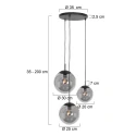 Steinhauer Pendelleuchte BOLLIQUE, 3-flammig, Rondell, 3x E27, schwarz matt / Rauchglas teilverspiegelt