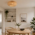 anne light & home Deckenleuchte MAZE, Ø 40cm, E27, Metall / Bambus, naturbraun