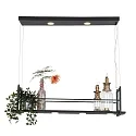 Steinhauer pendant luminaire TØR 6 flames, with shelf IP20, black matt dimmable