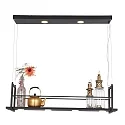 Steinhauer pendant luminaire TØR 6 flames, with shelf IP20, black matt dimmable