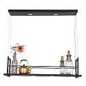 Steinhauer pendant luminaire TØR 6 flames, with shelf IP20, black matt dimmable