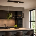 Steinhauer pendant luminaire TØR 6 flames, with shelf IP20, black matt dimmable