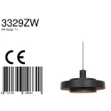 anne light & home Pendelleuchte FLINTER, Ø 50cm, zylindrisch, schwarz matt / innen gold