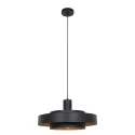 anne light & home Pendelleuchte FLINTER, Ø 50cm, zylindrisch, schwarz matt / innen gold