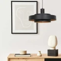 anne light & home Pendelleuchte FLINTER, Ø 50cm, zylindrisch, schwarz matt / innen gold