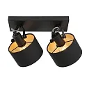 Mexlite Wand- und Deckenleuchte ORNOIR, 2-flammig, 2x E14, verstellbar, schwarz matt / Textilschirm schwarz / innen gold