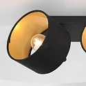 Mexlite Wand- und Deckenleuchte ORNOIR, 2-flammig, 2x E14, verstellbar, schwarz matt / Textilschirm schwarz / innen gold