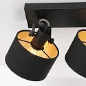 Mexlite Wand- und Deckenleuchte ORNOIR, 2-flammig, 2x E14, verstellbar, schwarz matt / Textilschirm schwarz / innen gold