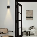 Steinhauer Wandleuchte MURO, Up/Down, rund, inkl. G9 LED 3W 2700K 300lm, mit Blendklappen, dimmbar, schwarz matt / innen gold matt