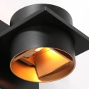 Steinhauer Wandleuchte MURO, Up/Down, rund/eckig, inkl. G9 LED 3W 2700K 300lm, mit Blendklappen, dimmbar, Schwarz matt / innen Gold matt