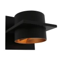 Steinhauer Wandleuchte MURO, Up/Down, rund/eckig, inkl. G9 LED 3W 2700K 300lm, mit Blendklappen, dimmbar, Schwarz matt / innen Gold matt