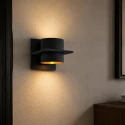 Steinhauer Wandleuchte MURO, Up/Down, rund/eckig, inkl. G9 LED 3W 2700K 300lm, mit Blendklappen, dimmbar, Schwarz matt / innen Gold matt