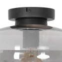 Steinhauer Deckenleuchte REFLEXION Ø 30cm, Höhe 19,5cm, 1xE27, IP20, oval, dimmbar, schwarz, rauch