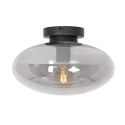 Steinhauer Deckenleuchte REFLEXION Ø 30cm, Höhe 19,5cm, 1xE27, IP20, oval, dimmbar, schwarz, rauch