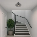 Steinhauer Deckenleuchte REFLEXION Ø 30cm, Höhe 19,5cm, 1xE27, IP20, oval, dimmbar, schwarz, rauch