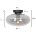 Steinhauer Deckenleuchte REFLEXION Ø 30cm, Höhe 19,5cm, 1xE27, IP20, oval, dimmbar, schwarz, rauch