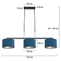 Steinhauer Pendelleuchte STANG, E27, 3-flammig, blau