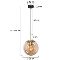 pendant luminaire BOLLIQUE round E27 IP20, amber, brass, black dimmable
