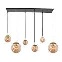 pendant luminaire BOLLIQUE 6 flames E27 IP20, amber, brass, black dimmable