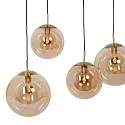pendant luminaire BOLLIQUE 6 flames E27 IP20, amber, brass, black dimmable