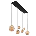 pendant luminaire BOLLIQUE 6 flames E27 IP20, amber, brass, black dimmable