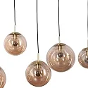 pendant luminaire BOLLIQUE 6 flames E27 IP20, amber, brass, black dimmable