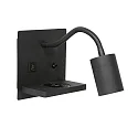 Mexlite LED Wandleuchte UPROUND, 1-flammig, USB, GU10, 4,9W, 2700K, P20, schwarz