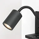 Mexlite LED Wandleuchte UPROUND, 1-flammig, USB, GU10, 4,9W, 2700K, P20, schwarz